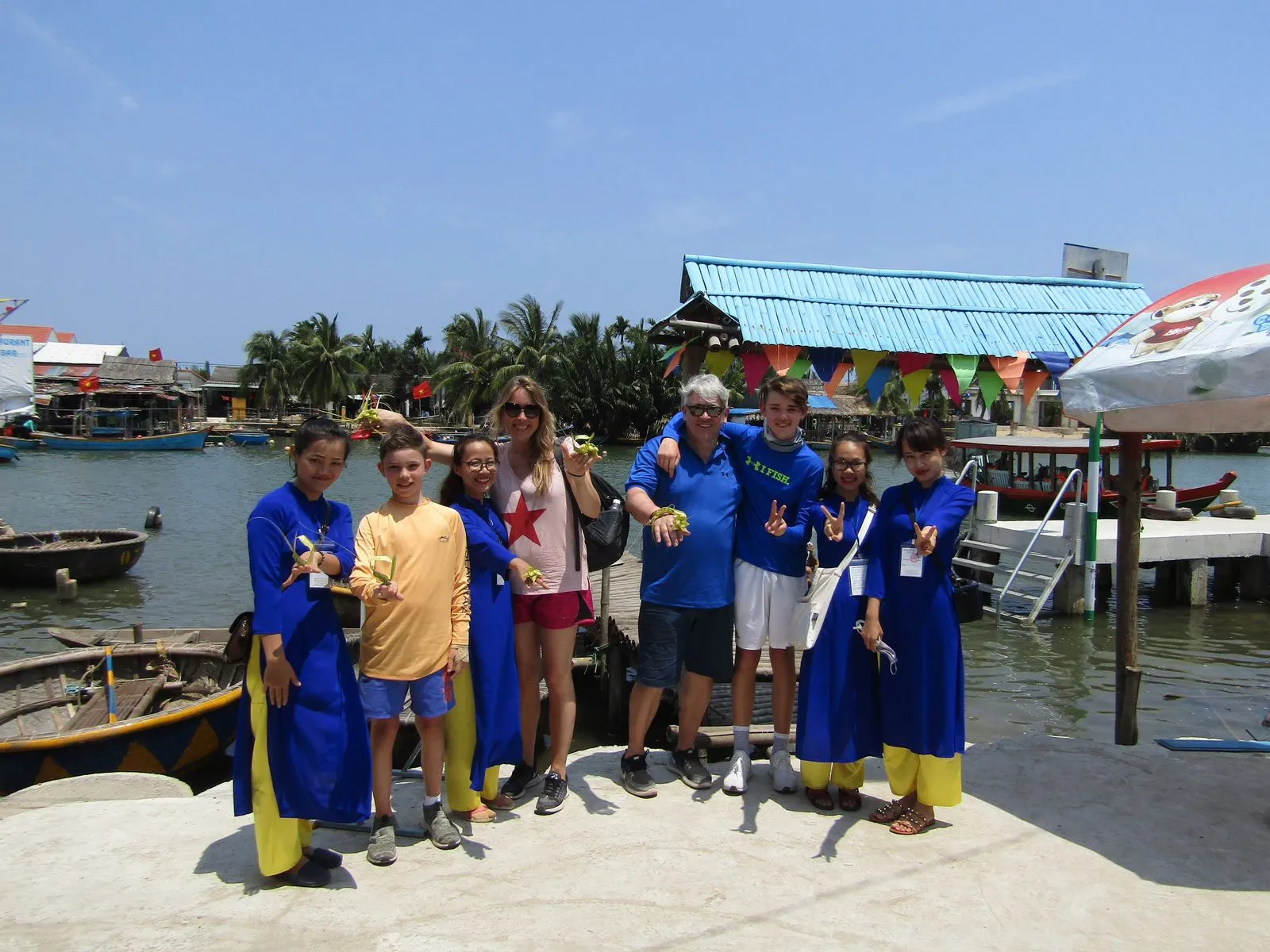 Best Hoi An island tour: Cam Kim island adventure with bamboo basket boats and Ao Dai riders